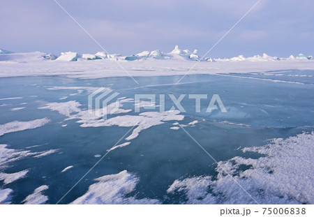Pure ice of the frozen lake Baikal, Russia Pure ice of the frozen lake Baikal, Russia 75006838