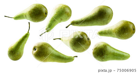 A set of green pears. Isolated on a white background A set of green pears. Isolated on a white background 75006905