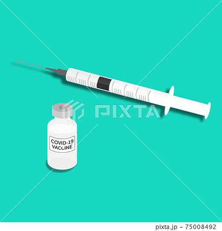 新型コロナウィルスワクチンボトルと注射器 Syringe with COVID-19 vaccine 新型コロナウィルスワクチンボトルと注射器 Syringe with COVID-19 vaccine 75008492