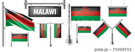 Vector set of the national flag of Malawi in various creative designs Vector set of the national flag of Malawi in various creative designs 75008552