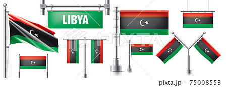Vector set of the national flag of Libya in various creative designs Vector set of the national flag of Libya in various creative designs 75008553