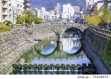 長崎の人気観光スポット 眼鏡橋の写真素材