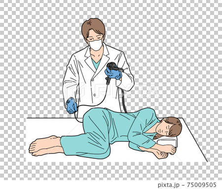 人物イラスト 大腸内視鏡検査 女  75009505