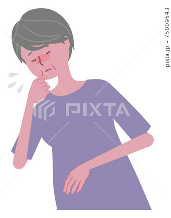 くしゃみをする シニア女性 くしゃみをする シニア女性 75009543
