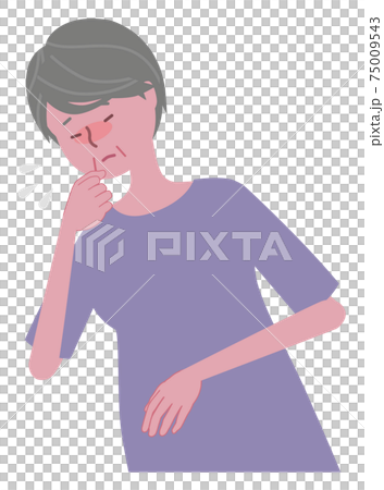 くしゃみをする シニア女性 くしゃみをする シニア女性 75009543