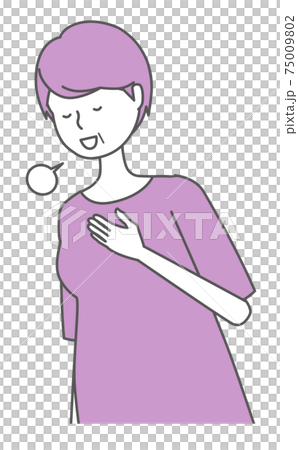 ほっとする・胸を撫で下ろす シニア女性 ほっとする・胸を撫で下ろす シニア女性 75009802