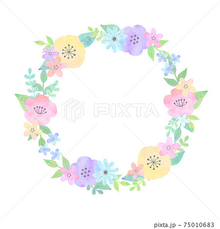 水彩風 フラワーリース 75010683