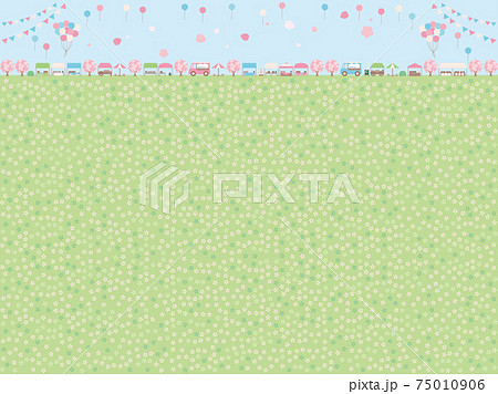 シンプルな春のマルシェの背景イラスト レイアウトが上の遠景 75010906