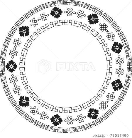 Chinese round frame and outline elements. Oriental decorations. 75012490