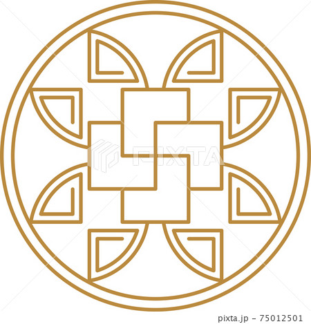 Chinese round frame and outline elements. Oriental decorations. 75012501