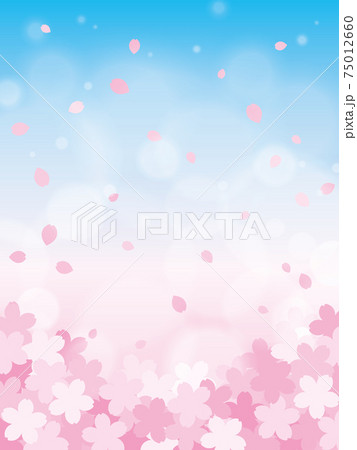 幻想的な桜の背景 花びらあり 縦 のイラスト素材