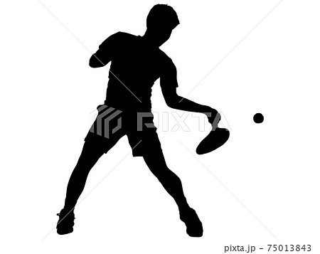 ボールを打つテニスプレイヤーのシルエット 2のイラスト素材 ボールを打つテニスプレイヤーのシルエット 2のイラスト素材