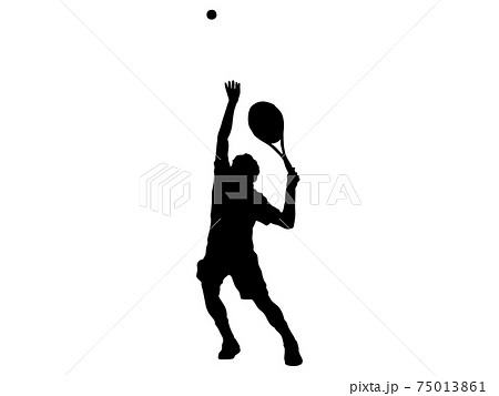 Silhouette Of A Tennis Player Hitting A Serve 3 Stock Illustration