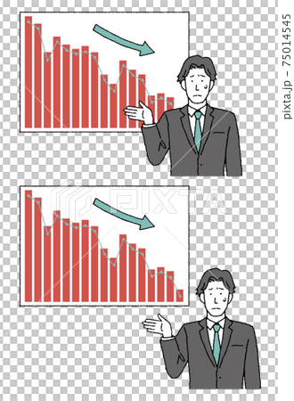 ビジネスマンと下降グラフのイラストセット 75014545