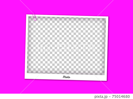 チェキ風写真フレーム ピンク テンプレートのイラスト素材