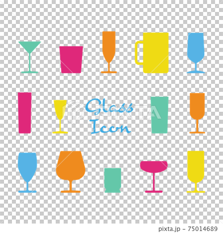 Liquor glass icon silhouette set 75014689