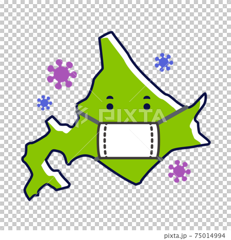 マスクをつけた北海道　感染対策 75014994