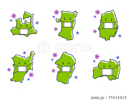 マスクをつけた東北地方の都道府県セット 感染対策 マスクをつけた東北地方の都道府県セット 感染対策 75015015