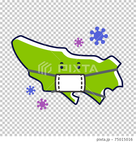 マスクをつけた東京都　感染対策 75015016