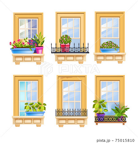 House facade window vector illustration set...のイラスト素材 [75015810] - PIXTA