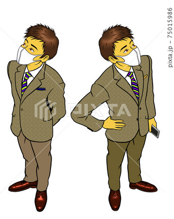 マスクをした、若いビジネスマン2セット 75015986