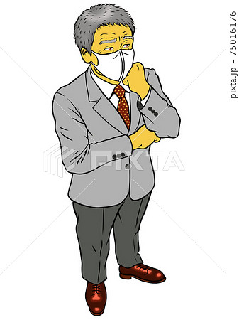 マスクをした、会社経営者男性（悩む） 75016176