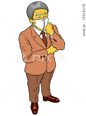 マスクをした、会社経営者男性（悩む） 75016178