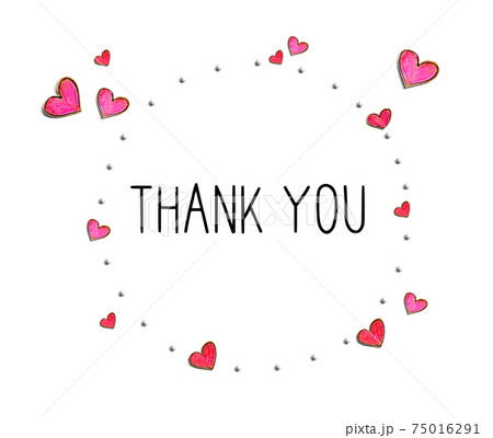 Thank you message with hand draw hearts 75016291