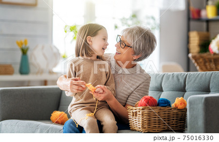 nice girl and her grandmother nice girl and her grandmother 75016330