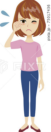 花粉症　目が痒い女性 75017436
