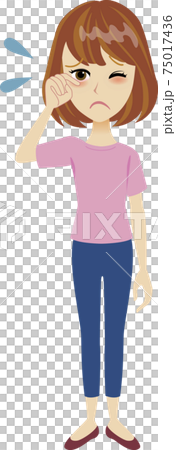 花粉症　目が痒い女性 75017436