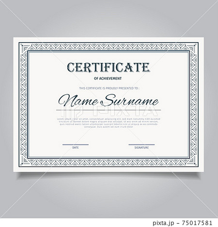 Elegant certificate template with vintage ornament frames	 75017581