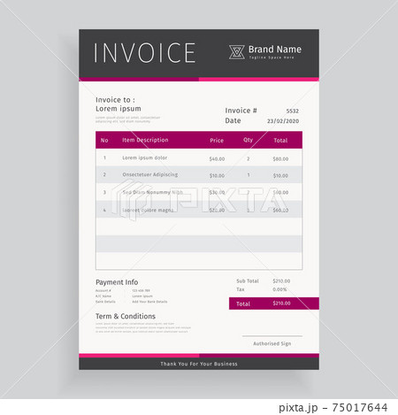 Creative business invoice template vector design	 75017644