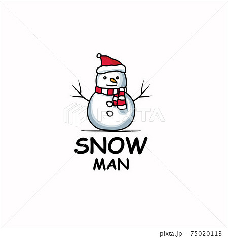 Funny illustration of a snowman wearing a Christmas hat 75020113