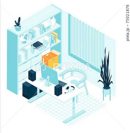 Isometric cabinet home furniture and accessories interior concept isolated white background 75021876
