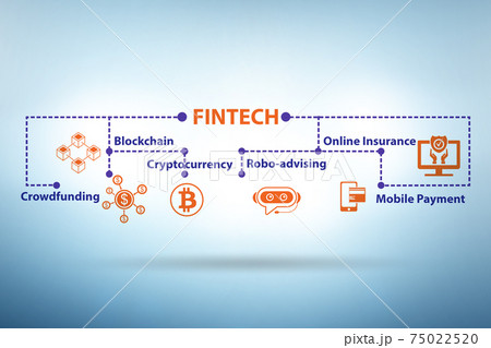 Financial technology concept illustration with key elements 75022520