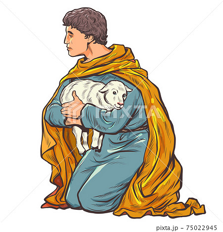 shepherd with a lamb, a biblical story shepherd with a lamb, a biblical story 75022945