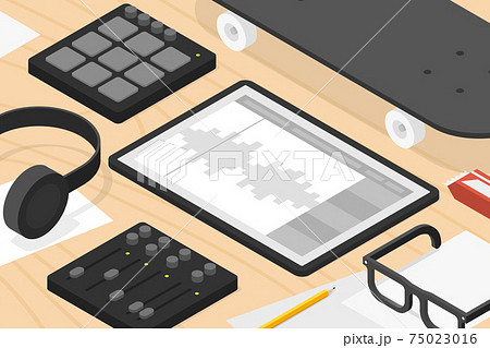 Sound Production Isometric Illustration 75023016