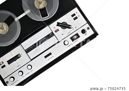 Vintage reel to reel tape recorder on white background.Retro tape recorder from the USSR Vintage reel to reel tape recorder on white background.Retro tape recorder from the USSR 75024735