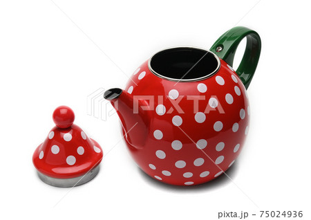 Red kettle for brewing tea.Teapot.Isolated on white background Red kettle for brewing tea.Teapot.Isolated on white background 75024936