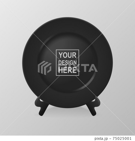 Vector 3d Realistic Black Food Empty Blank Porcelain Ceramic Plate on a Stand Closeup Isolated on White Background. Design Template, Mock up. Front, Top View Vector 3d Realistic Black Food Empty Blank Porcelain Ceramic Plate on a Stand Closeup Isolated on White Background. Design Template, Mock up. Front, Top View 75025001