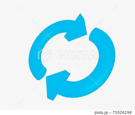 斜めから見た青色のループ矢印の素材 斜めから見た青色のループ矢印の素材 75026298