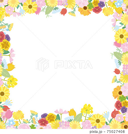 花 フラワー 春の花 フレーム 枠 イラスト素材のイラスト素材
