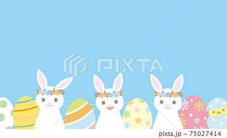 イースター　カード　コピースペース　イラスト素材 75027414