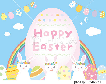 イースター　背景　カード　イラスト素材 75027418