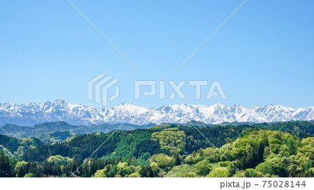 奈良井思恩公園から望む北アルプス（5月） 75028144
