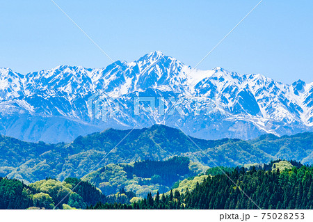 春の五竜岳：奈良井思恩公園より 75028253