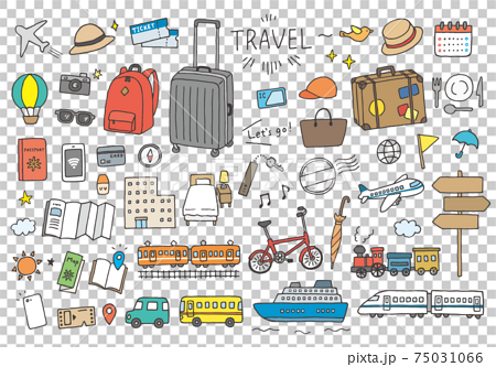 Hand Drawn Illustrations Color Related To Travel Stock Illustration