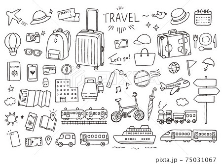 Hand Drawn Illustrations Related To Travel Stock Illustration