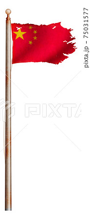 汚れて破れた国旗グラフィック / 中国・中華人民共和国 汚れて破れた国旗グラフィック / 中国・中華人民共和国 75031577